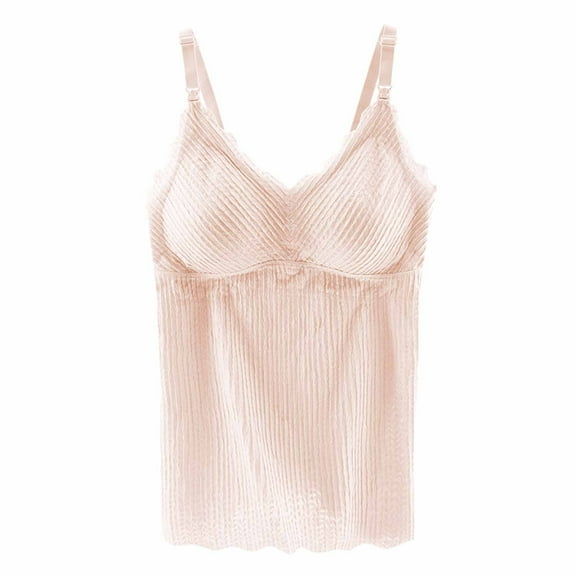 Ltctricy Maternity Tank Tops for Women Built in Bra V Neck Textured Soft Comfy Slim Sleeveless Undershirts Pregnancy Camisole Tops(Pink,Large)