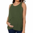 thumbnail image 1 of Ltctricy Maternity Tank Tops for Women Soft Casual Scoop Neck Double Layer Sleeveless Tunic Shirts Cami Pregnancy Blouses(Army Green,Small), 1 of 5