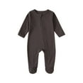 thumbnail image 1 of Ltctricy Newborn Footed Jumpsuits Unisex Baby Long Sleeve Crew Neck Zip up Cotton Rompers Infant One Piece Outfits(Dark Gray,9-12 Months), 1 of 3