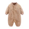thumbnail image 1 of Ltctricy Newborn Infant Fleece Jumpsuits Unisex Baby Long Sleeve Button down Fuzzy Warm Footless Rompers Plush Onesie Outfits(Khaki,6-9 Months), 1 of 3