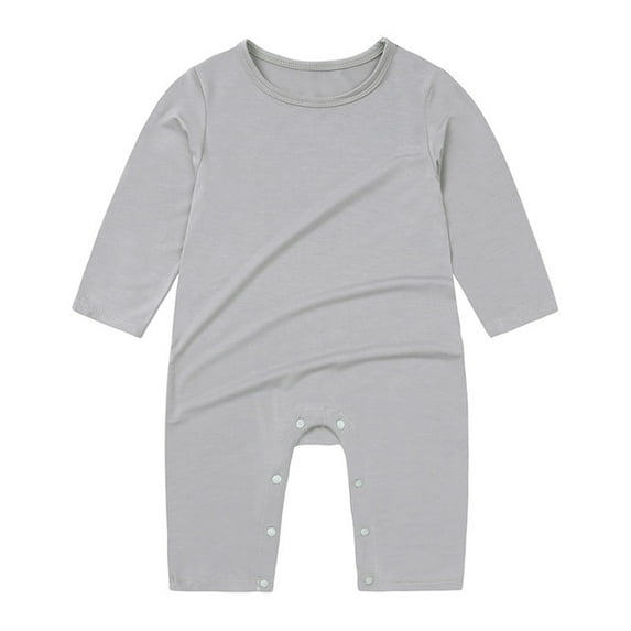 Ltctricy Newborn Infant Footless Jumpsuits Unisex Baby Long Sleeve Crew Neck Button Rompers Modal One Piece Outfits(Gray,6-12 Months)