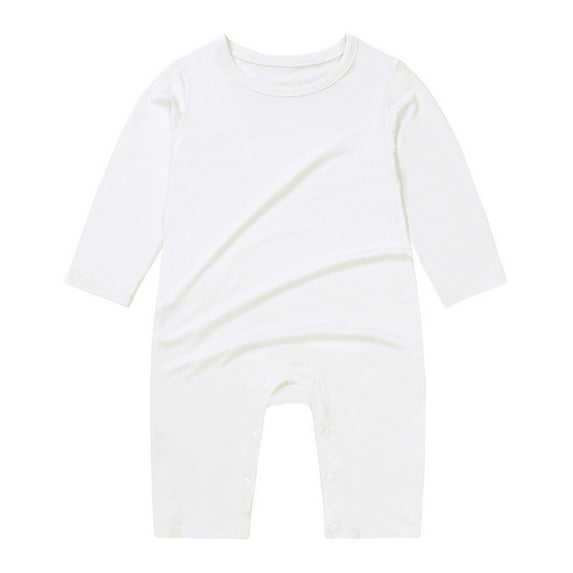 Ltctricy Newborn Infant Footless Jumpsuits Unisex Baby Long Sleeve Crew Neck Button Rompers Modal One Piece Outfits(White,6-12 Months)