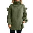 thumbnail image 1 of Ltctricy Oversized Sweaters for Women Ruffle Long Sleeve Turtleneck Loose Casual Pullover Sweaters Fall Winter Knit Sweaters(Army Green,Small), 1 of 6