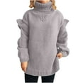 thumbnail image 1 of Ltctricy Oversized Sweaters for Women Ruffle Long Sleeve Turtleneck Loose Casual Pullover Sweaters Fall Winter Knit Sweaters(Gray,Small), 1 of 6