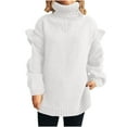 thumbnail image 1 of Ltctricy Oversized Sweaters for Women Ruffle Long Sleeve Turtleneck Loose Casual Pullover Sweaters Fall Winter Knit Sweaters(White,Small), 1 of 6