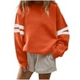 thumbnail image 1 of Ltctricy Oversized Sweatshirt for Women Casual Long Sleeve Striped Color Block Plus Size Crewneck Sweatshirts Loose Pullover Tops(Orange,4X-Large), 1 of 6