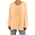 thumbnail image 1 of Ltctricy Oversized Sweatshirts for Women Casual Loose Long Sleeve Scoop Neck Ribbed Knit Sweaters Pullover Sweatshirt Tops(Khaki,3X-Large), 1 of 7
