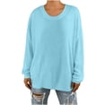 thumbnail image 1 of Ltctricy Oversized Sweatshirts for Women Casual Loose Long Sleeve Scoop Neck Ribbed Knit Sweaters Pullover Sweatshirt Tops(Sky Blue,Small), 1 of 7
