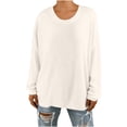 thumbnail image 1 of Ltctricy Oversized Sweatshirts for Women Casual Loose Long Sleeve Scoop Neck Ribbed Knit Sweaters Pullover Sweatshirt Tops(White,Small), 1 of 7