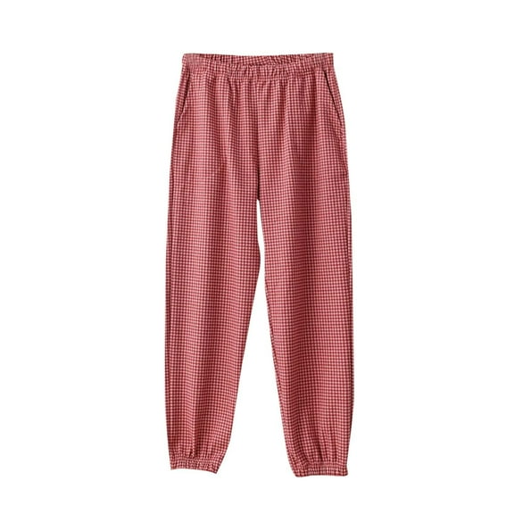 Ltctricy Pajama Pants for Women Fleece Plaid Elastic Waisted Comfy Pj Bottoms Soft Lounge Pants with Pockets