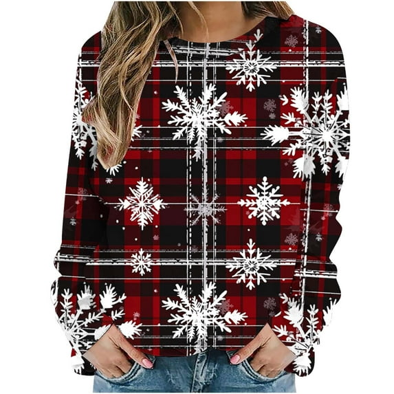 Ltctricy Plus Size Christmas Sweatshirts for Women Winter Fashion Cute Crewneck Pullover Top Casual Vacation Shirts