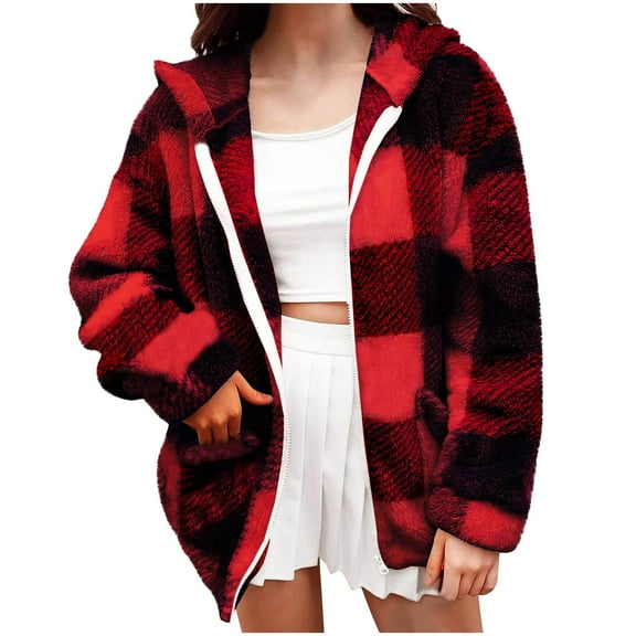 Ltctricy Plus Size Fleece Jacket for Women Winter Warm Fuzzy Hoodie Coat Fall Trendy Zip up Warm Outerwear