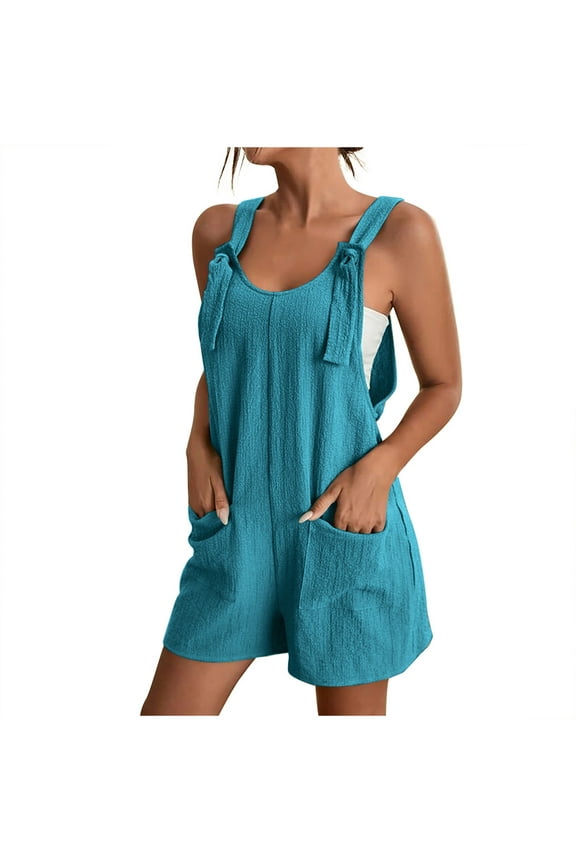 Plus Size Jumpsuits for Women Summer Casual Sleeveless Shorts Rompers Lounge Loose Beach Overalls
