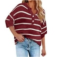 thumbnail image 1 of Ltctricy Plus Size Sweater for Women Oversized Knitted 3/4 Sleeve Pullover Tops Casual V Neck Loose Shirts, 1 of 6