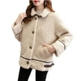 thumbnail image 1 of Ltctricy Plus Size Winter Jackets for Women Soft Warm Fleece Fluffy Coats Comfy Fashion Lapel Button Outerwear, 1 of 6