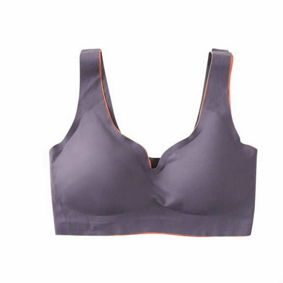 Ltctricy Seamless Bras for Women Wireless Lightly Lined Full Coverage Support Push up Bras Comfortable Everyday Sports Bras(Gray,Large)