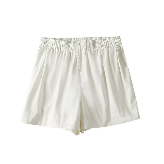 Ltctricy Shorts for Women Soft Cotton Elastic Waist Wide Leg Comfy Shorts Summer Lounge Shorts with Pockets