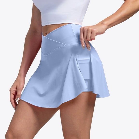 Ltctricy Skorts for Women Crossover High Waisted Side Split Mini Tennis Skirts with Shorts Pockets Workout Athletic Skorts
