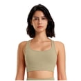 thumbnail image 1 of Ltctricy Sports Bras for Women Racerback Medium Impact Padded Wirefree Yoga Bras Square Neck Workout Crop Tops(Khaki,Medium), 1 of 5