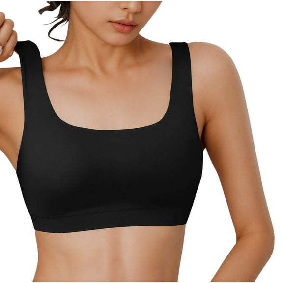 Ltctricy Sports Bras for Women Seamless Square Neck No Underwire Lightly Padded Yoga Bras Comfortable Everyday Bralettes