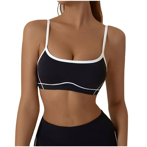 Ltctricy Sports Bras for Women Seamless Square Neck Spaghetti Strap Stretchy Yoga Bras Camisole Workout Bralettes