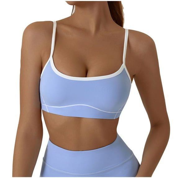 Ltctricy Sports Bras for Women Seamless Square Neck Spaghetti Strap Stretchy Yoga Bras Camisole Workout Bralettes