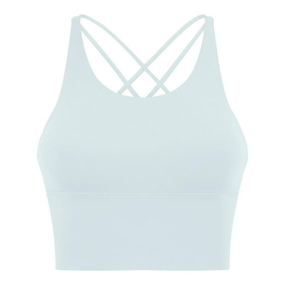 Ltctricy Sports Bras for Women Seamless Strappy Criss Cross Back Medium High Impact Yoga Bras Longline Workout Bralettes