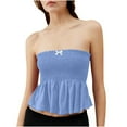 thumbnail image 1 of Ltctricy Strapless Babydoll Tops for Women Casual Pleated Solid Color Sleeveless Bandeau Peplum Tops Going out Tube Tops, 1 of 7