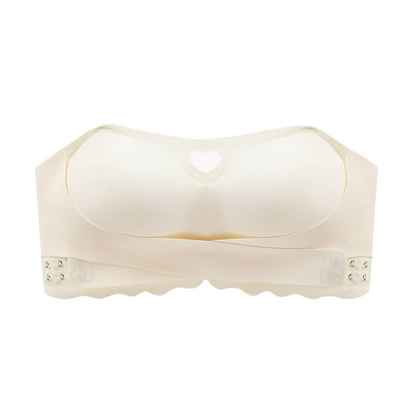 Ltctricy Strapless Bra for Women Seamless Crossover Side Closure Padded Padded Bandeau Bras Wirefree Tube Bralettes
