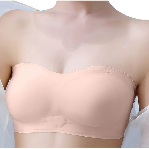 Ltctricy Strapless Bras for Women Wireless Padded Push up Bandeau Bralette with Adjustable Straps Seamless Tube Bras