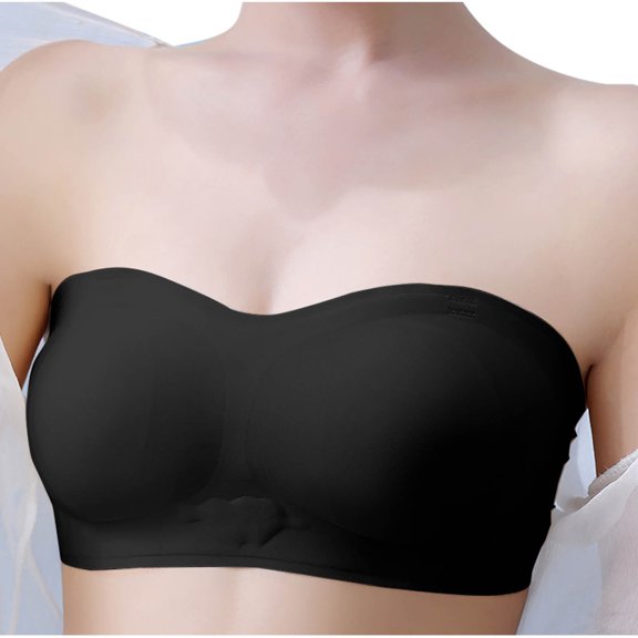 Ltctricy Strapless Bras for Women Wireless Padded Push up Bandeau Bralette with Adjustable Straps Seamless Tube Bras
