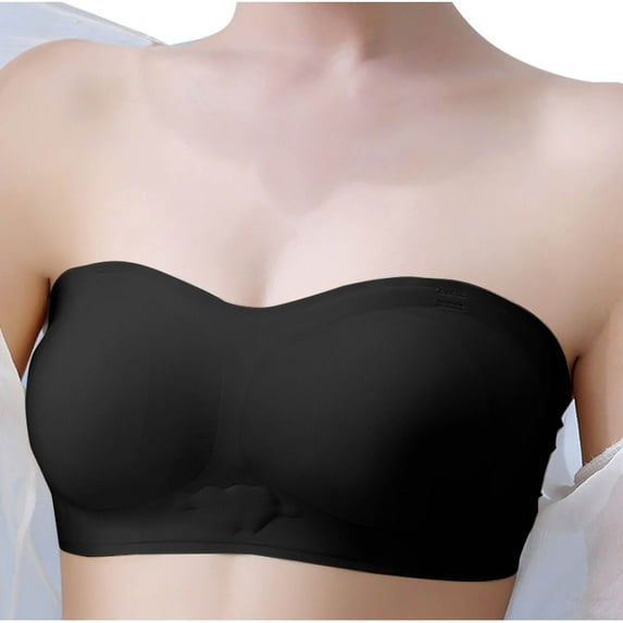 Ltctricy Strapless Bras for Women Wireless Padded Push up Bandeau Bralette with Adjustable Straps Seamless Tube Bras