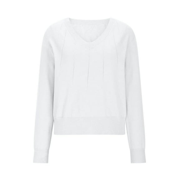 Ltctricy Sweaters for Women Fall Fashion Long Sleeve V Neck Solid Color Knit Pullover Sweater Tops Casual Winter Clothes(Beige,XX-Large)