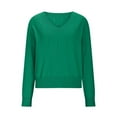 thumbnail image 1 of Ltctricy Sweaters for Women Fall Fashion Long Sleeve V Neck Solid Color Knit Pullover Sweater Tops Casual Winter Clothes(Green,Large), 1 of 4