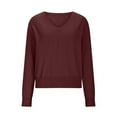 thumbnail image 1 of Ltctricy Sweaters for Women Fall Fashion Long Sleeve V Neck Solid Color Knit Pullover Sweater Tops Casual Winter Clothes(Wine,X-Large), 1 of 3