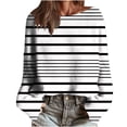 thumbnail image 1 of Ltctricy Sweaters for Women Long Sleeve Boat Neck Striped Chunky Knit Pullover Sweater Tops Casual Loose Jumpers(White,X-Large), 1 of 6