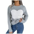 thumbnail image 1 of Ltctricy Sweaters for Women Soft Casual Long Sleeve Crew Neck Heart Printed Pullover Knit Tops Fall Winter Fashion Clothes(Gray,XX-Large), 1 of 5