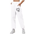 thumbnail image 1 of Ltctricy Sweatpants for Women Elastic High Waisted Wide Leg Cinch Bottom Printed Workout Lounge Pants Casual Athletic Joggers(White,Small), 1 of 3