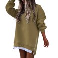 thumbnail image 1 of Ltctricy Sweatshirts Dress for Women Casual Long Sleeve Crewneck Mini Dress Oversized Loose Side Slits Zipper Pullover Dress, 1 of 7