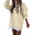 thumbnail image 1 of Ltctricy Sweatshirts Dress for Women Casual Long Sleeve Crewneck Mini Dress Oversized Loose Side Slits Zipper Pullover Dress, 1 of 7