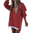 thumbnail image 1 of Ltctricy Sweatshirts Dress for Women Casual Long Sleeve Crewneck Mini Dress Oversized Loose Side Slits Zipper Pullover Dress, 1 of 7