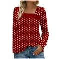 thumbnail image 1 of Ltctricy T Shirts for Women Fashion Long Sleeve Asymmetrical Neck Printed Loose Tunic Tops Dressy Casual Tee Blouses(Red,Medium), 1 of 7