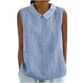 thumbnail image 1 of Ltctricy Tank Tops for Women Trendy Summer Cotton Linen Solid Color Collared Sleeveless Shirts Casual Loose Tunic Blouses, 1 of 5
