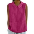 thumbnail image 1 of Ltctricy Tank Tops for Women Trendy Summer Cotton Linen Solid Color Collared Sleeveless Shirts Casual Loose Tunic Blouses, 1 of 5