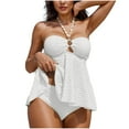 thumbnail image 1 of Ltctricy Tankini Swimsuits for Women Halter Tie Back Ruffle Babydoll Swim Top with Bottom Textured Bathing Suits Two Piece Swimsuits, 1 of 7