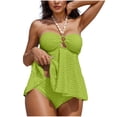 thumbnail image 1 of Ltctricy Tankini Swimsuits for Women Halter Tie Back Ruffle Babydoll Swim Top with Bottom Textured Bathing Suits Two Piece Swimsuits, 1 of 7