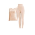thumbnail image 1 of Ltctricy Thermal Underwear Fleece Lined Long Sleeve Crew Neck Slim Undershirts and High Waisted Leggings 2 Piece Base Layer Sets(Beige,Large), 1 of 2