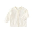 thumbnail image 1 of Ltctricy Toddler Baby Cardigans Girls Boys Lightweight Long Sleeve V Neck Button down Ribbed Knit Sweaters Newborn Infant Soft Blouses(Beige,1-2 Years), 1 of 5