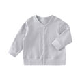 thumbnail image 1 of Ltctricy Toddler Baby Cardigans Girls Boys Lightweight Long Sleeve V Neck Button down Ribbed Knit Sweaters Newborn Infant Soft Blouses(Gray,1-2 Years), 1 of 5