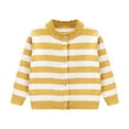 thumbnail image 1 of Ltctricy Toddler Baby Girls' Cardigan Sweaters Long Sleeve Crew Neck Striped Button down Sweaters Knit Outwear Coats(Yellow,2-3 Years), 1 of 2